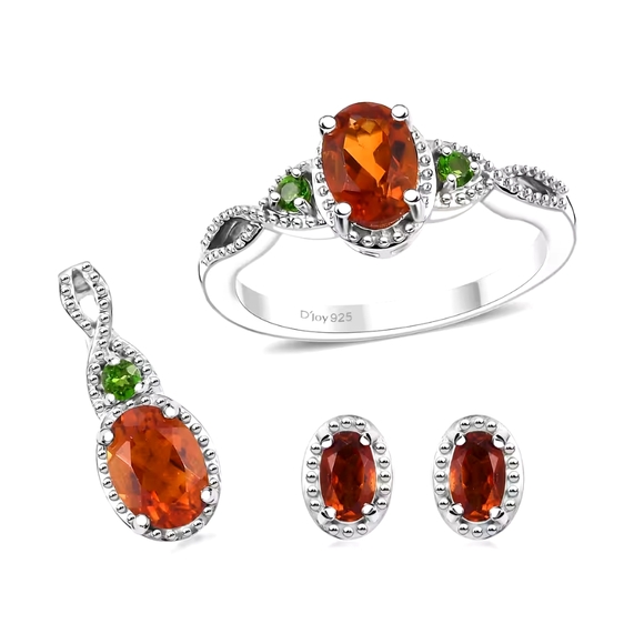 Santa Ana Madeira Citrine and Chrome Diopside 2.60 ctw Jewelry set